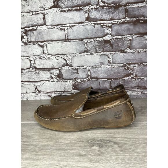 Timberland Brown Nubuck Leather Moc Slip On Loafers Driving Shoes Men Sz 8.5M US - Picture 12 of 16